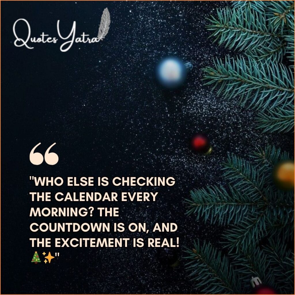 Dark holiday background with pine needles and ornaments, featuring a text question asking followers who is checking the calendar.