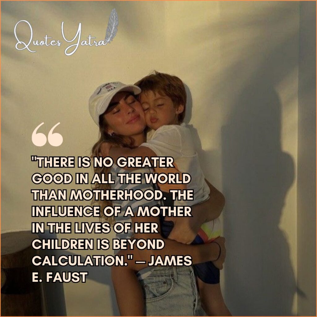 A mother teaching or guiding her child, highlighting Quotes About Motherhood and Love with a quote by Napoleon Bonaparte about a mother shaping a child's destiny.