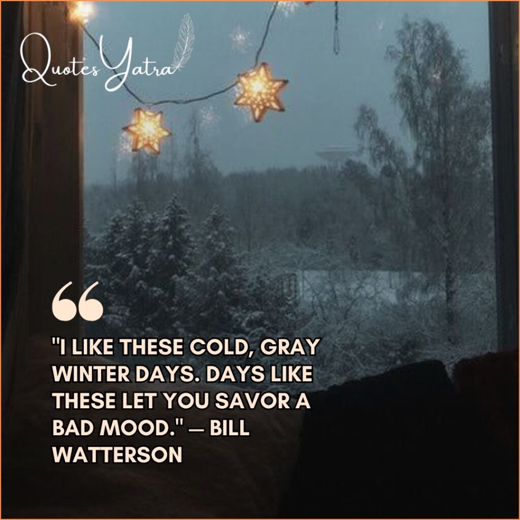 Aesthetic January Quotes that are short and witty, showing a cozy window view with star lights.