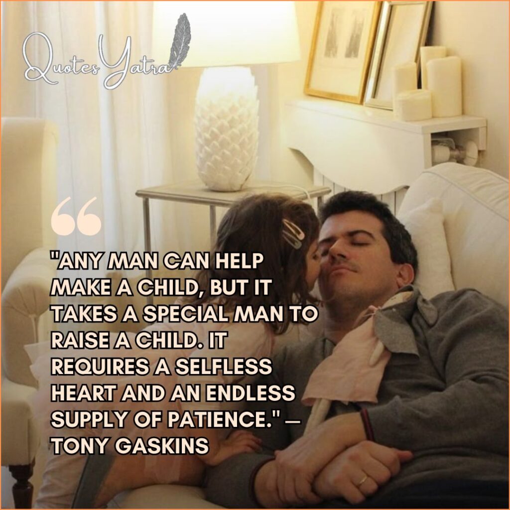 Daughter kissing sleeping dad - quotes on fatherhood and daughters about the responsibility and patience of a dad.