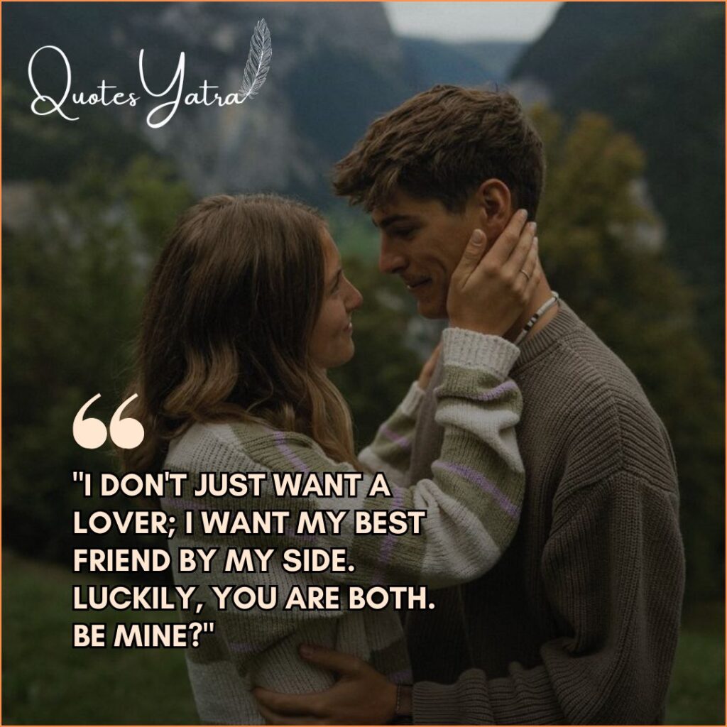Couple transitioning from friends to lovers with best friend Propose Day Quotes.
