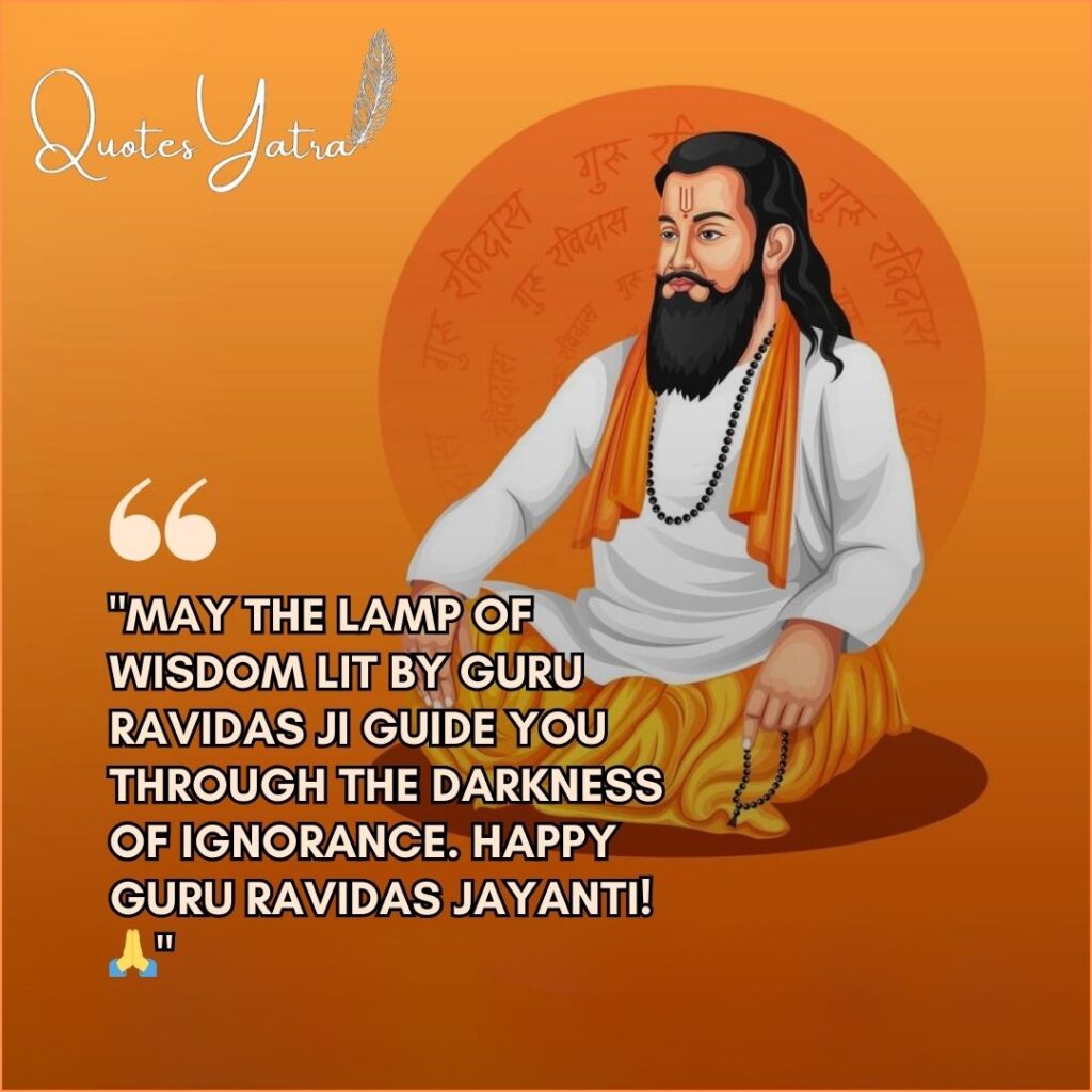 Happy Guru Ravidas Jayanti 2026 wish card with greeting text about the lamp of wisdom.