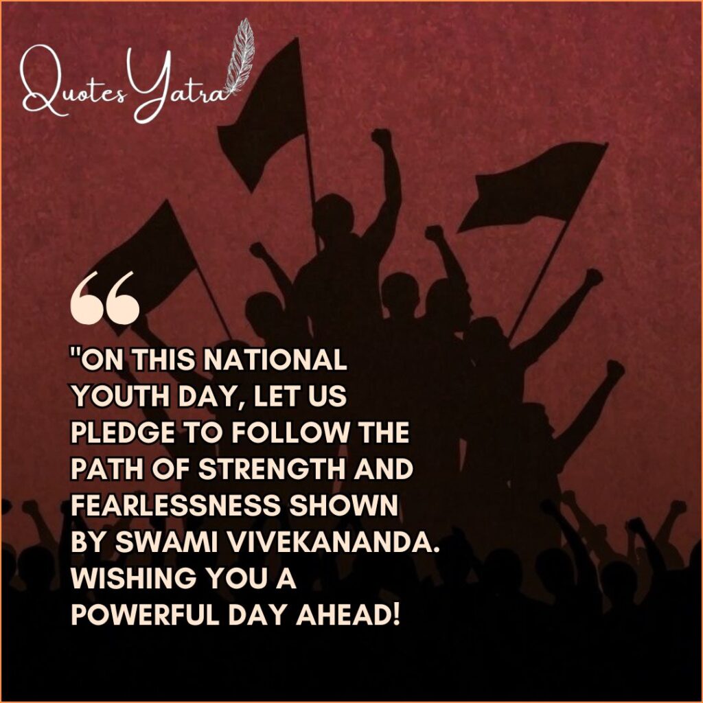 National Youth Day wish let us pledge to follow path of strength and fearlessness silhouettes with flags