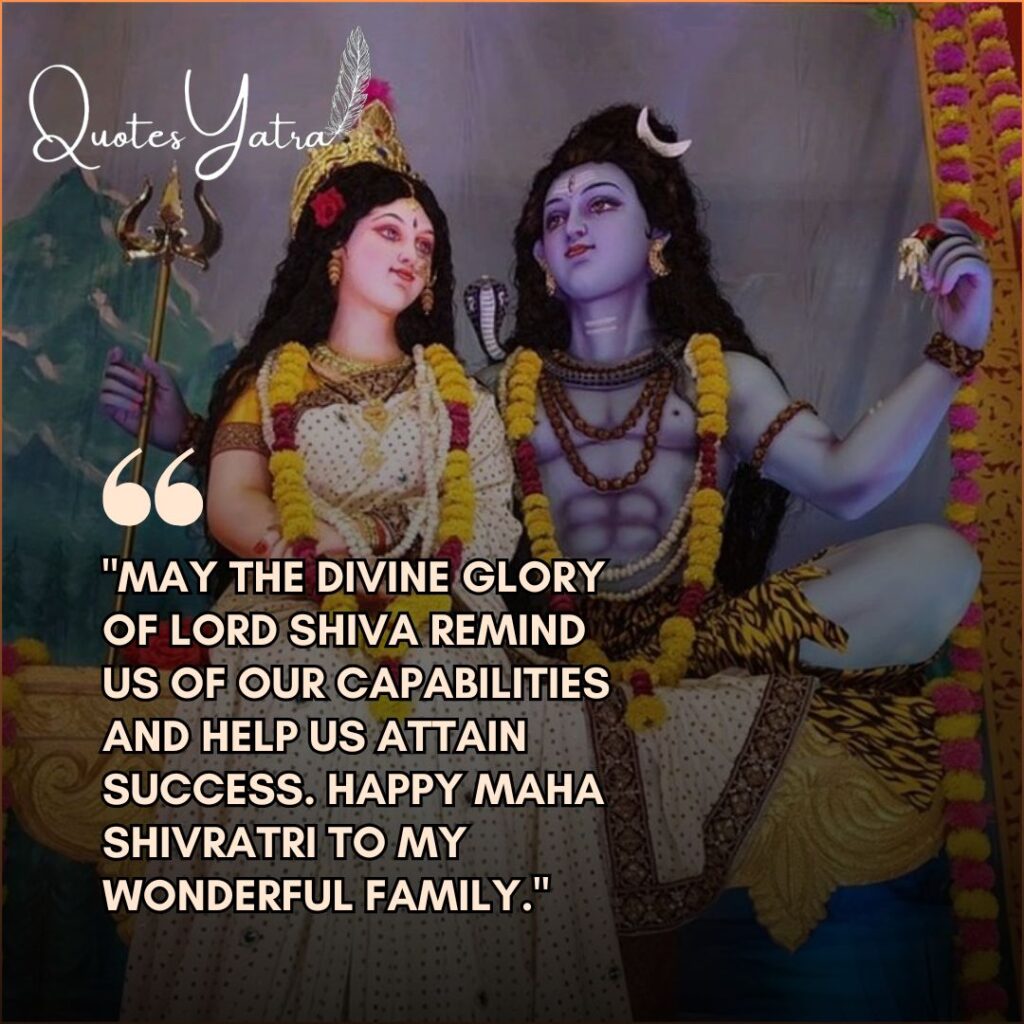 Maha Shivratri 2026 Quotes & Family Messages featuring a colorful painting of the Shiva Parivar.