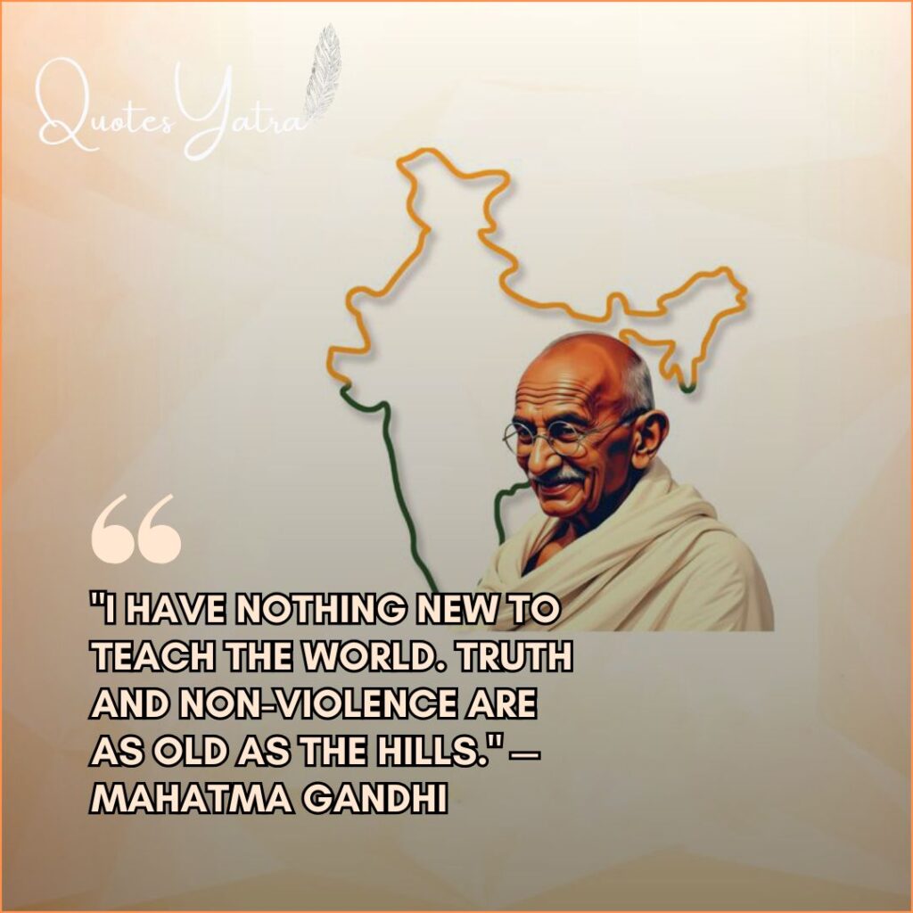 Quotes on Sacrifice by Mahatma Gandhi featuring a map of India outline.