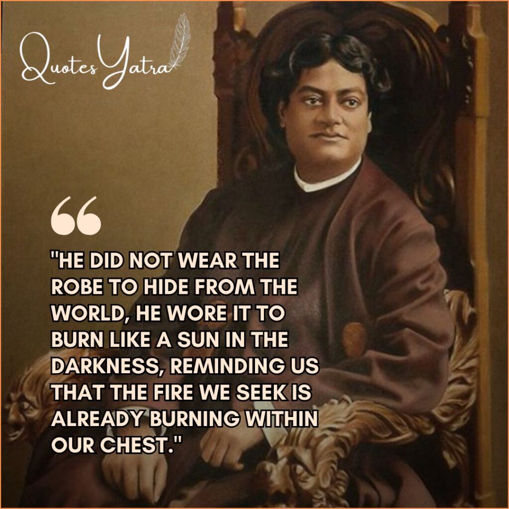 Seated figure in dark maroon robes on a wooden chair with a poetic verse