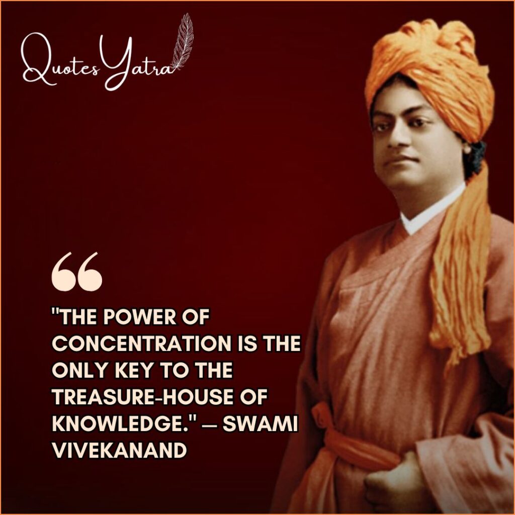 The power of concentration is the only key to knowledge Swami Vivekananda quote for students exam motivation