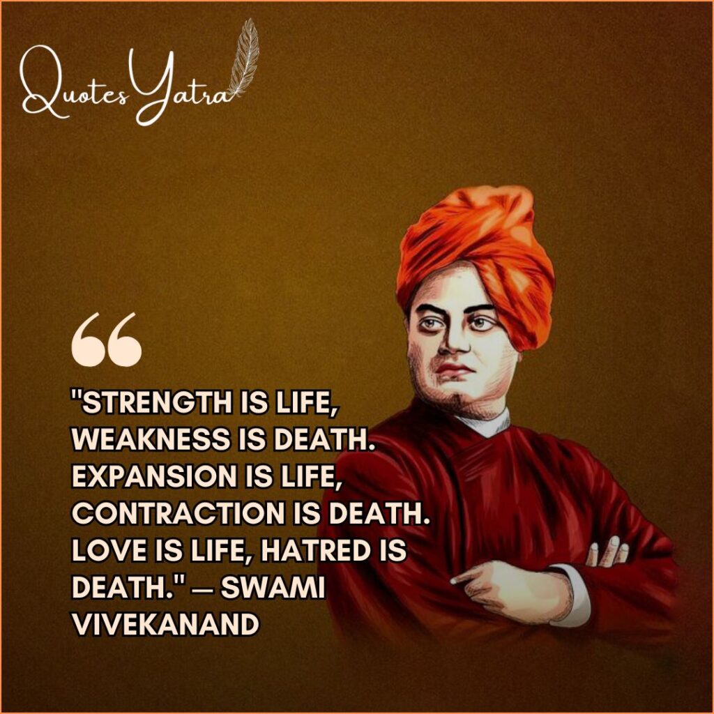 Strength is life weakness is death quote by Swami Vivekananda National Youth Day motivation