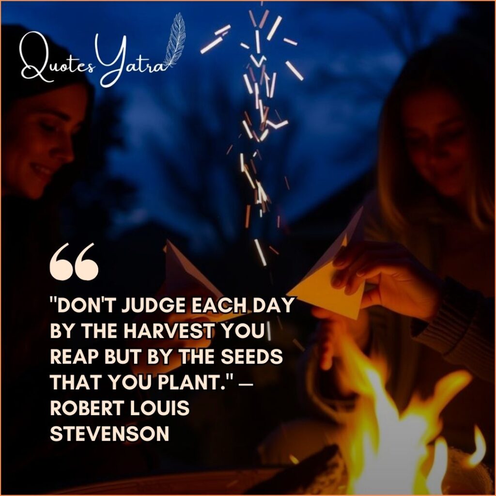 Happy Lohri 2026 wishes regarding harvest and hard work with Robert Louis Stevenson quote.