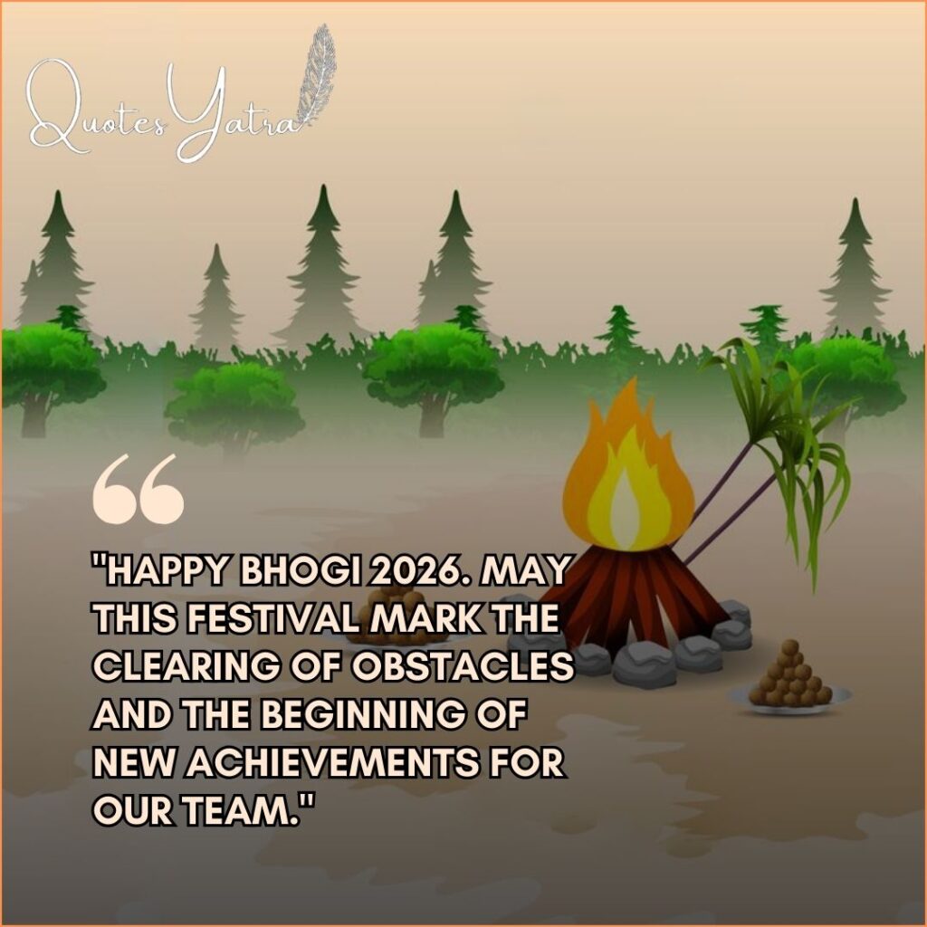 Professional Bhogi greetings 2026 for corporate clients with nature and bonfire.