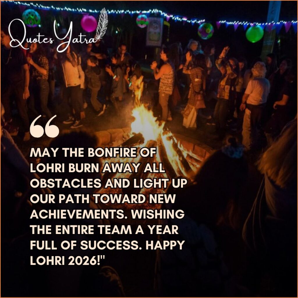 Professional Happy Lohri 2026 wishes for office colleagues, boss, and clients with team celebration.