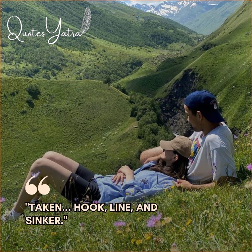 Couple lying on grass with Propose Day Quotes suitable for Instagram captions.
