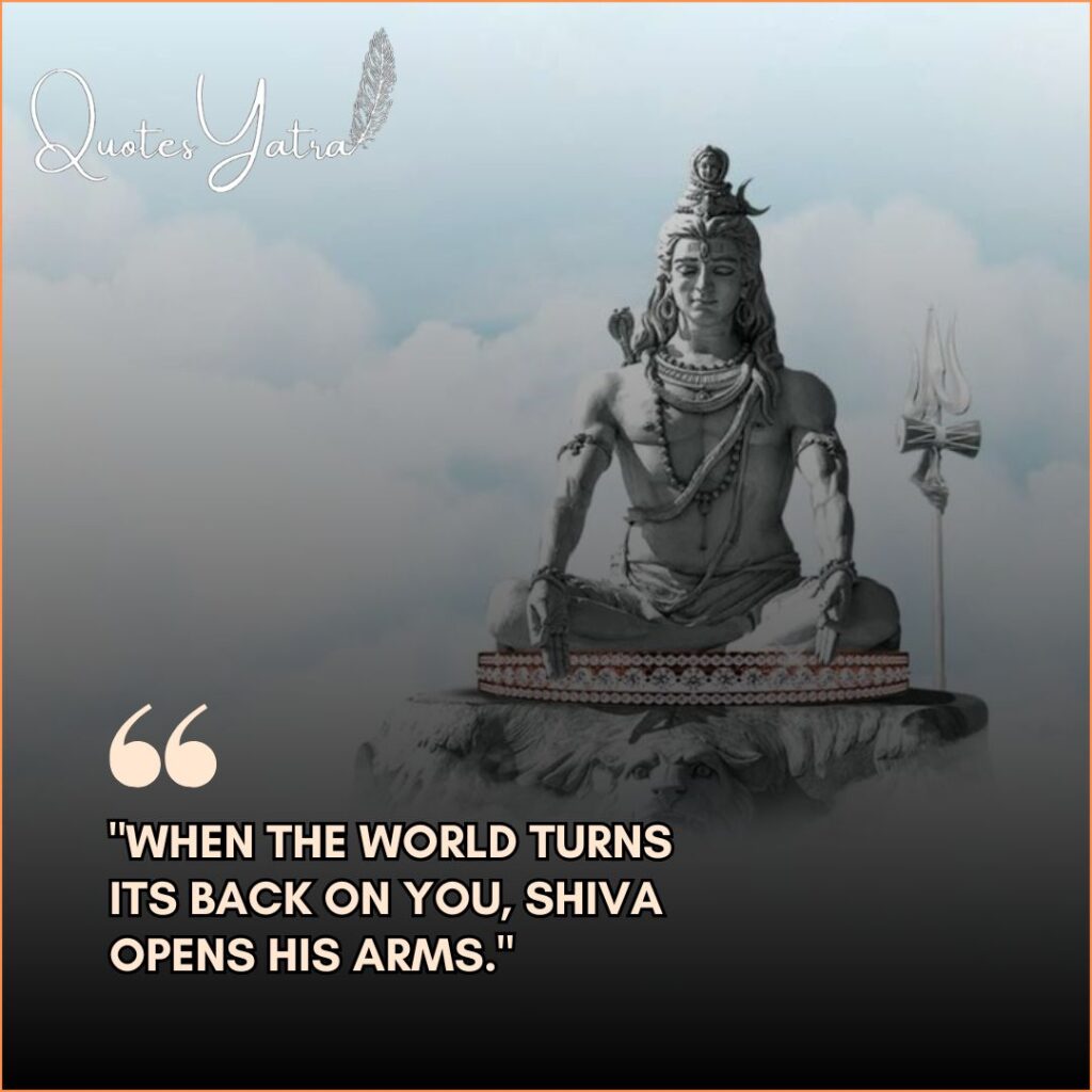 Shiva Motivation Quotes featuring the Adiyogi statue against a cloudy sky.