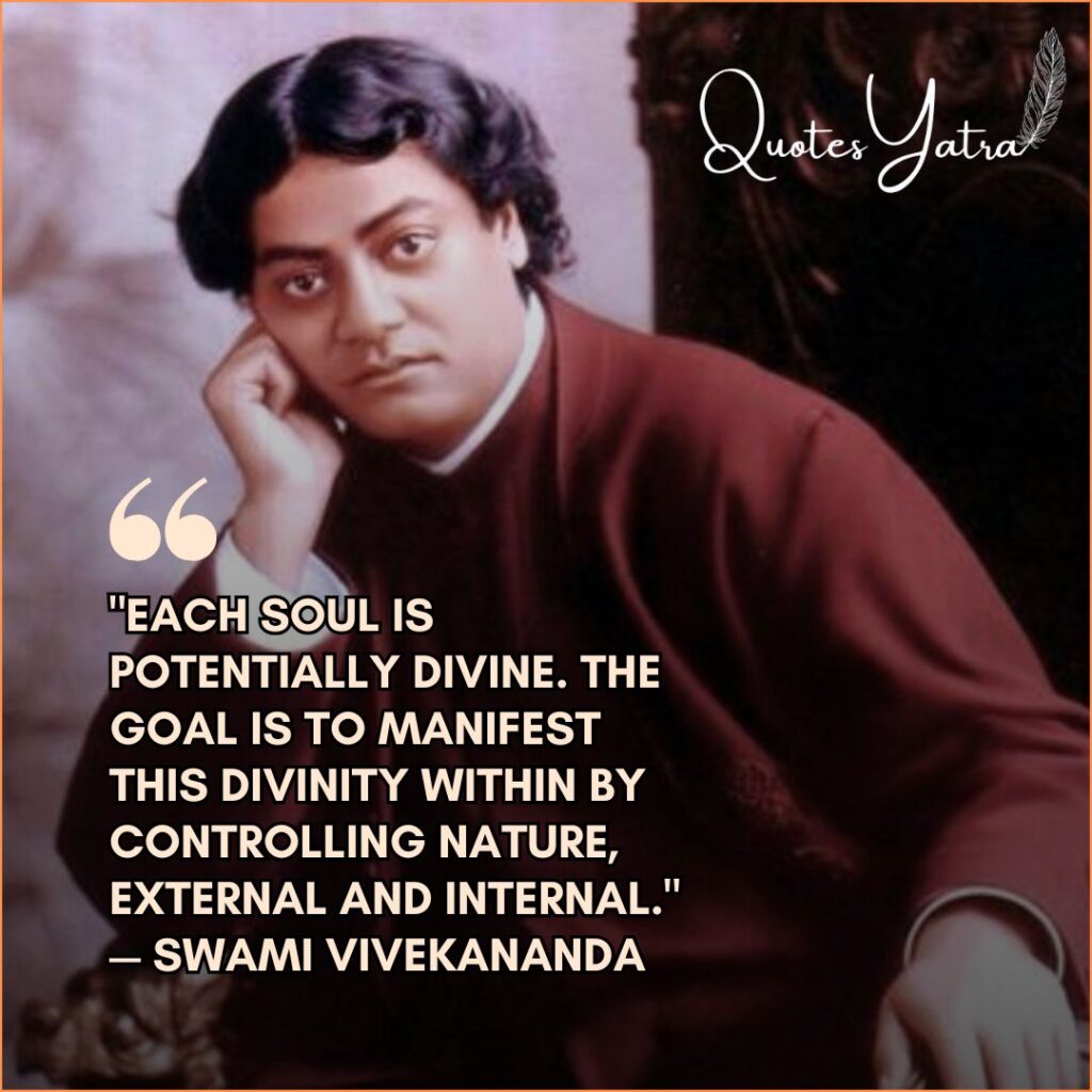 Swami Vivekananda quote on the divinity of the soul and controlling nature internal and external