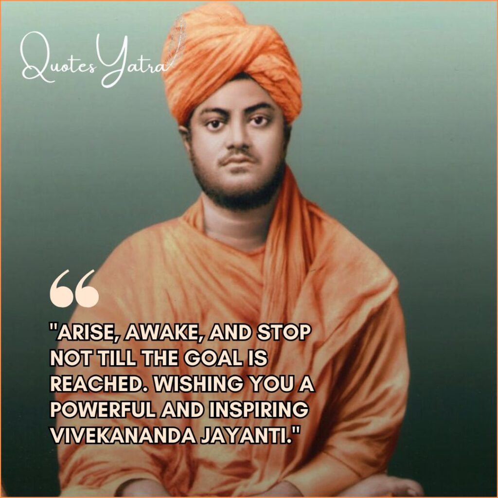 Happy Vivekananda Jayanti 2026 wishes and Arise Awake quote for WhatsApp status