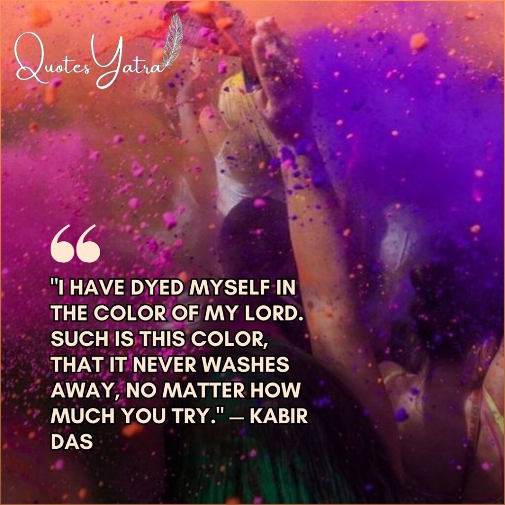 Kabir Das Holi quote image with vibrant gulal colors in celebration