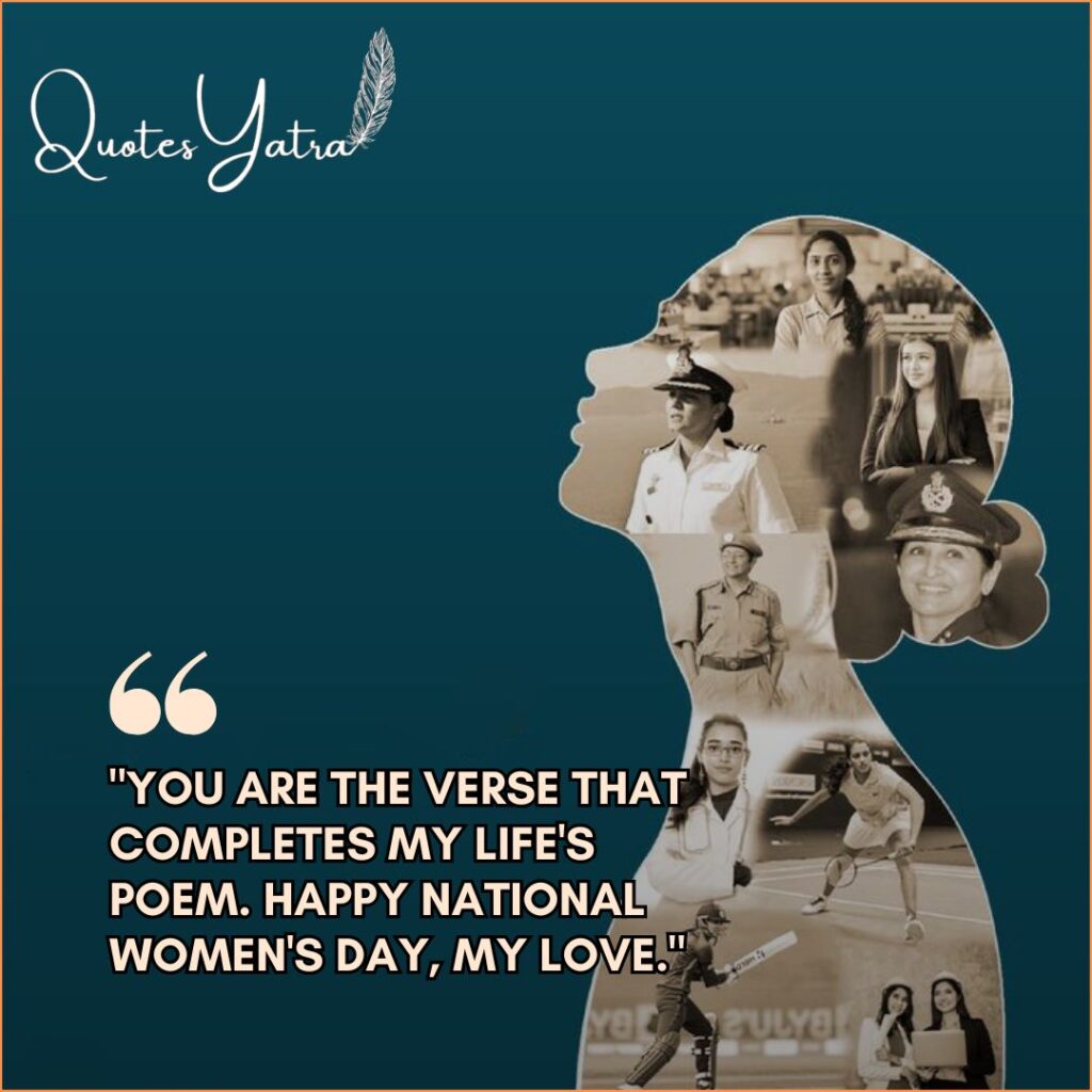 National Women's Day romantic wishes for wife and partner featuring a collage of successful Indian women.