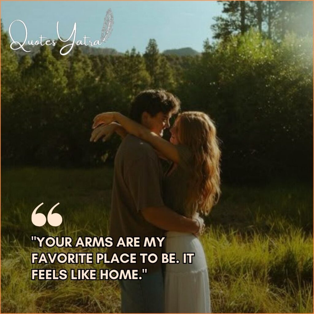 Woman resting her head on a man's chest while hugging him, representing safety and protection.
