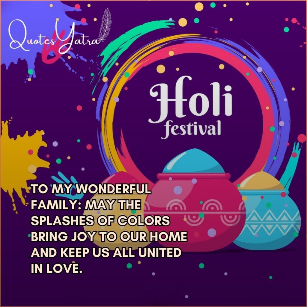 family Holi celebration illustration with colors and festival pots