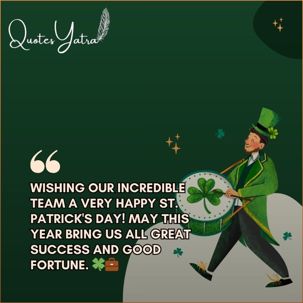 St. Patrick’s Day office greeting illustration with shamrock drum, St. Patrick’s Day Quotes wishes