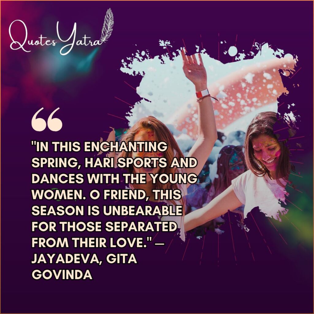 Jayadeva Gita Govinda Holi quote image with people celebrating spring festival of colors