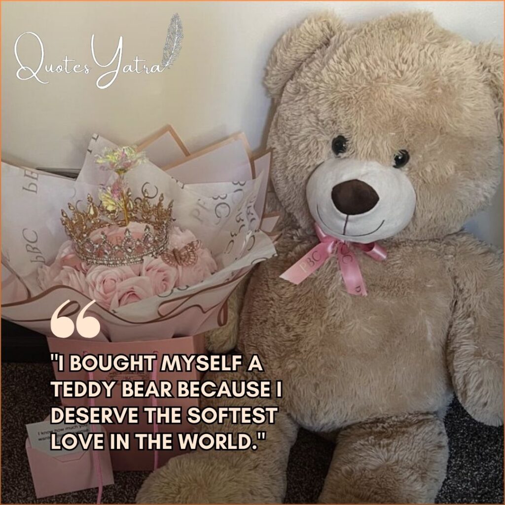 A beige teddy bear sitting next to a box of pink roses topped with a golden crown.