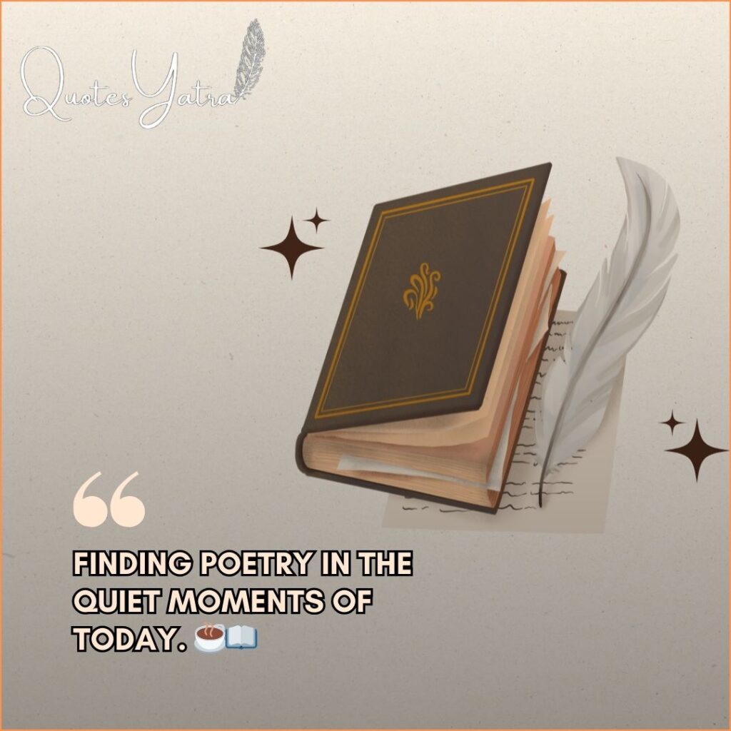 Vintage book and feather illustration with aesthetic poetry caption