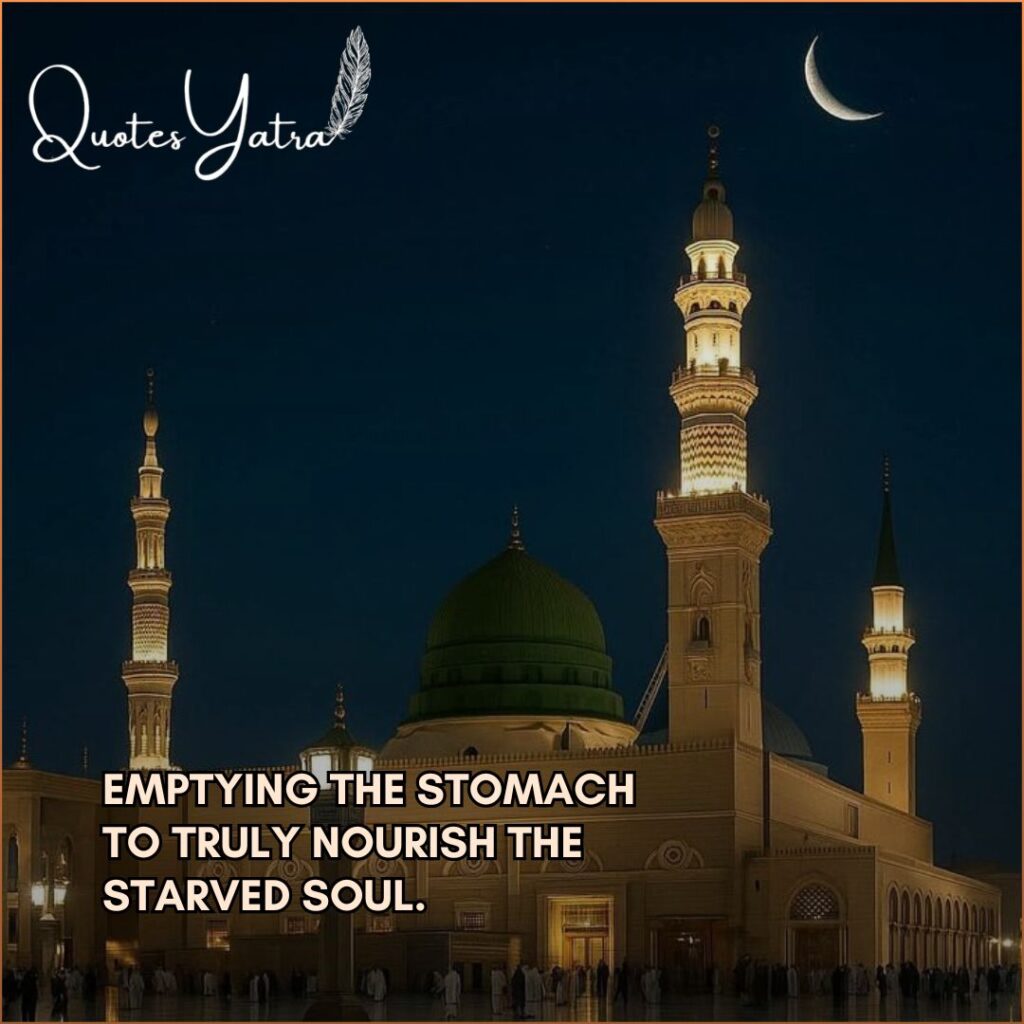 short deep Ramadan captions about fasting nourishing the soul mosque night