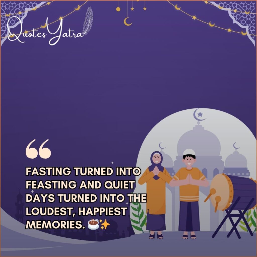 Eid al-Fitr family feast illustration celebrating food and togetherness