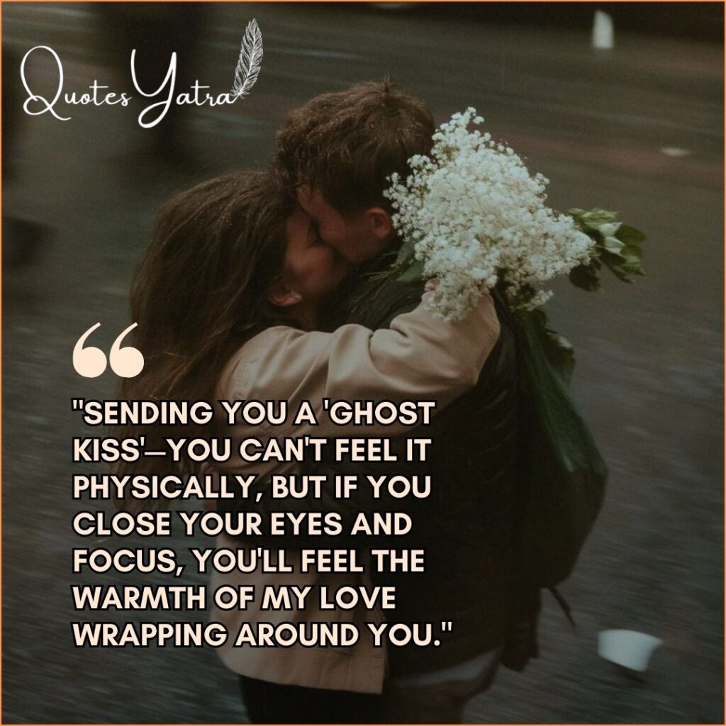 Long distance relationship Kiss Day image showing a couple hugging tightly on a street, representing a "Ghost Kiss".