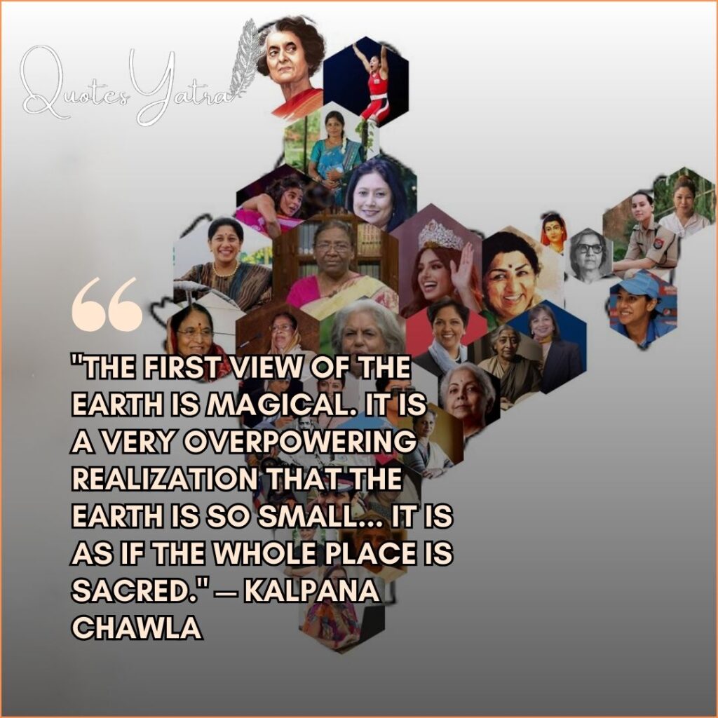 Map of India shaped collage featuring photos of famous Indian women like Indira Gandhi, Lata Mangeshkar, and Mary Kom.