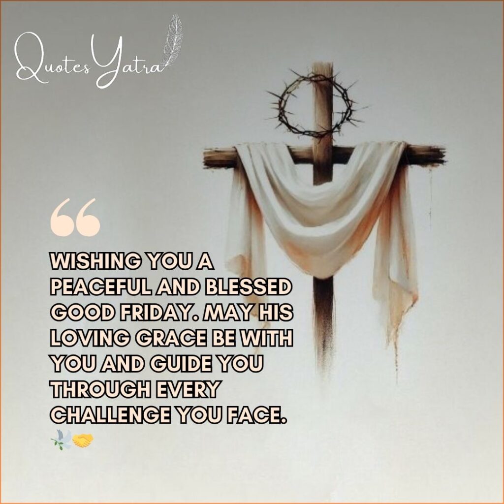 Cross with white cloth and crown of thorns symbolizing faith and peace on Good Friday