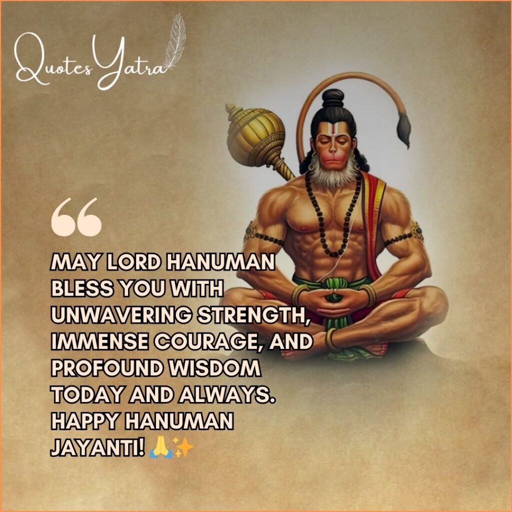 Warm Hanuman Jayanti greeting card for family members featuring a seated image of Lord Hanuman.
