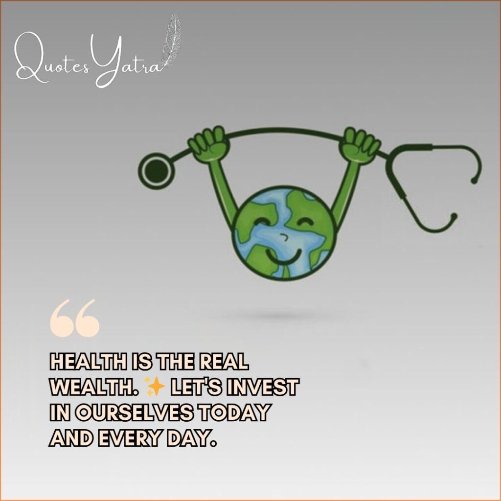 Simple World Health Day quote health is the real wealth with minimal illustration