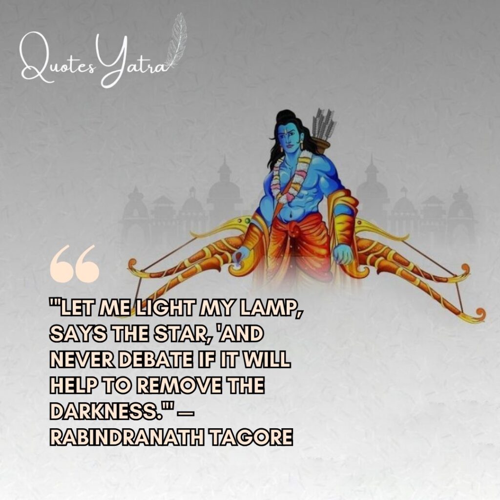 Lord Rama illustration with bow representing spiritual light overcoming darkness during Ram Navami.