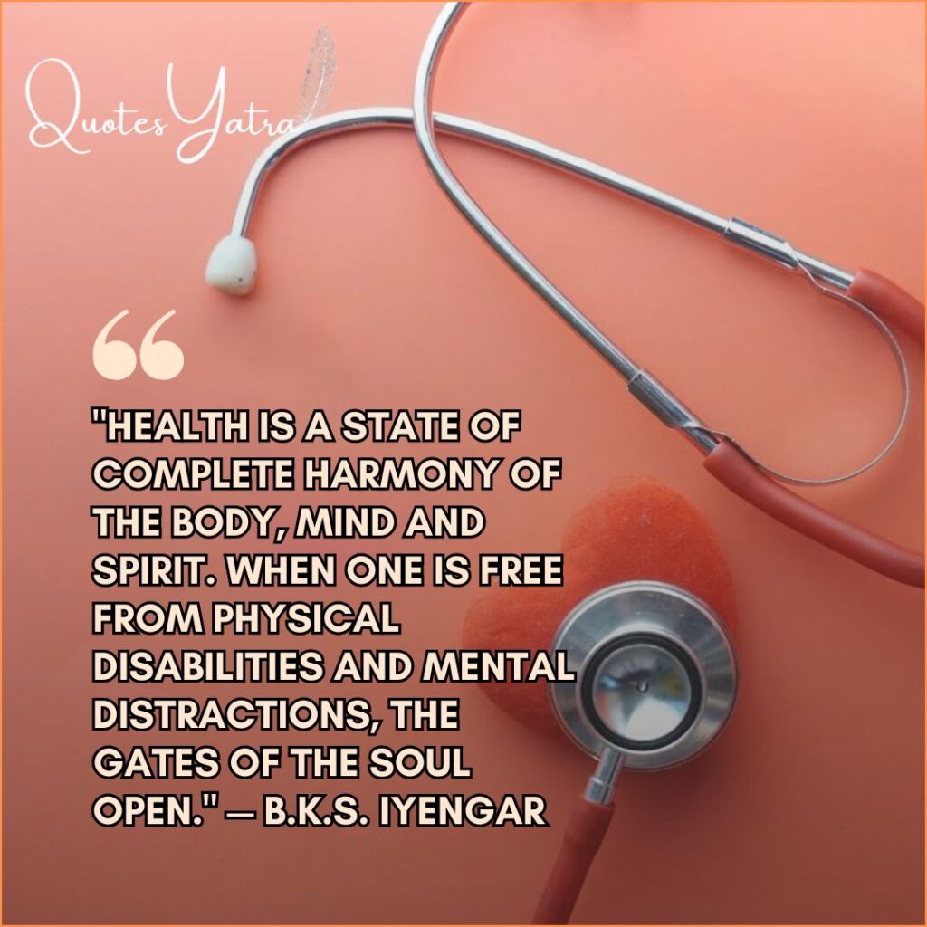 Holistic wellness quote with stethoscope and heart representing mind body balance