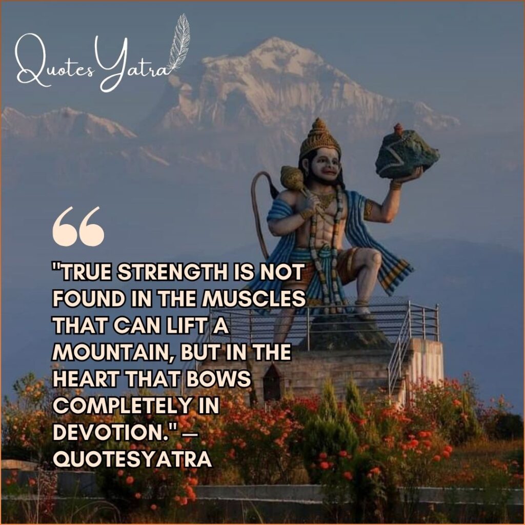 QuotesYatra original quote about true strength being found in the heart and devotion.