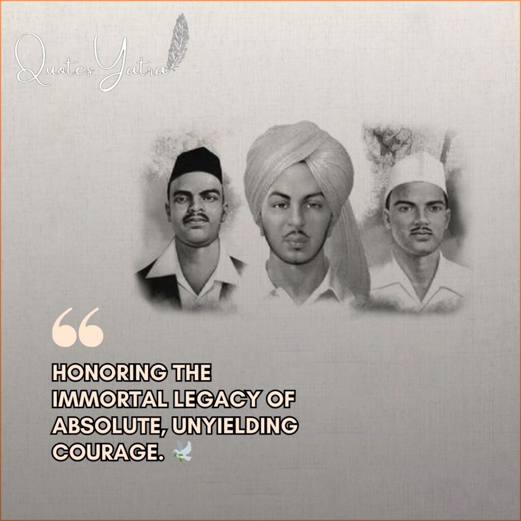 Minimal patriotic caption image honoring Bhagat Singh, Rajguru and Sukhdev on Shaheed Diwas