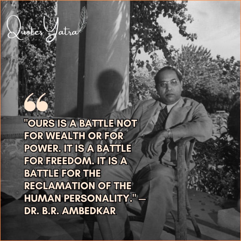 Dr. B. R. Ambedkar seated thoughtfully outdoors representing leadership, courage, and social struggle