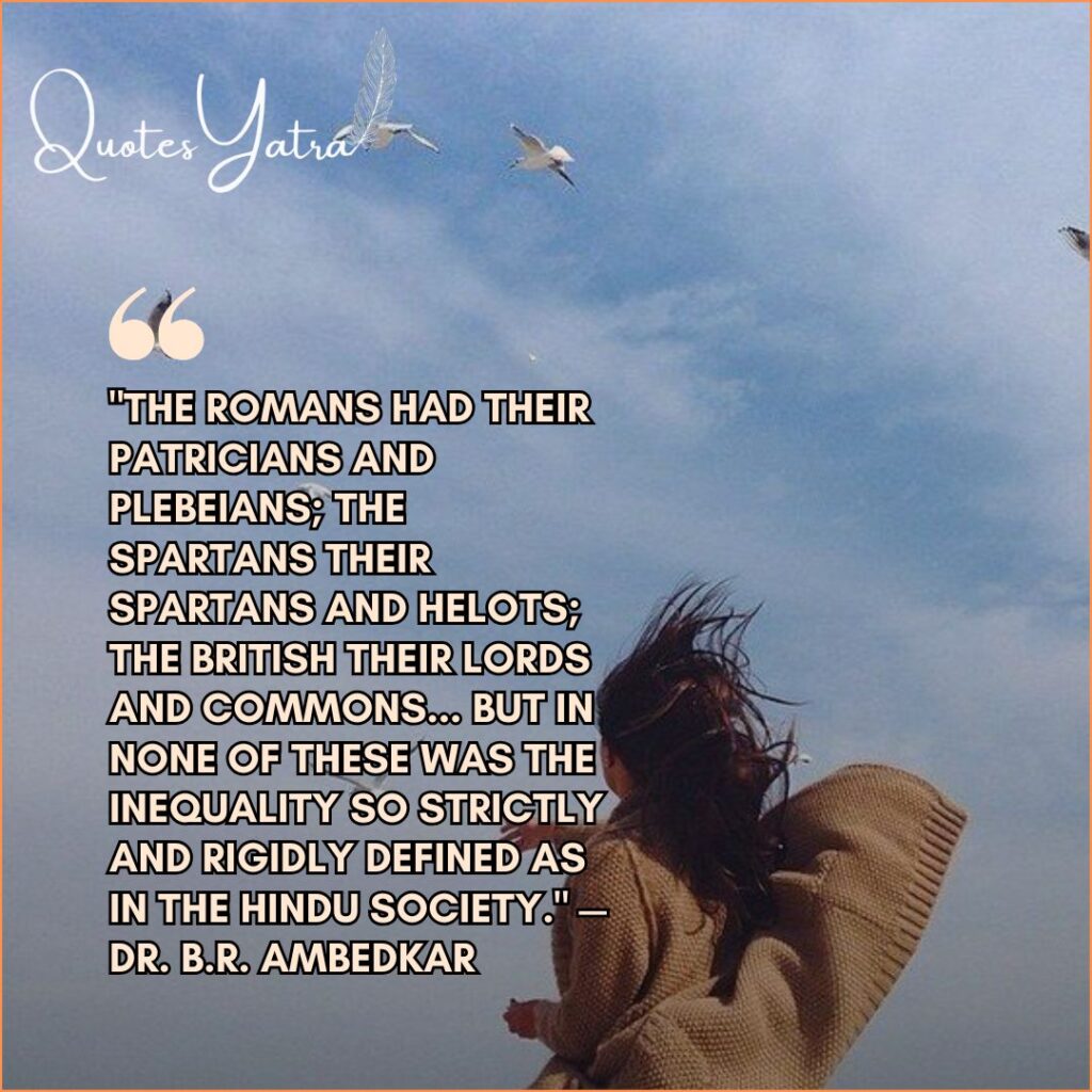Woman looking at sky with Ambedkar quote on inequality in Hindu society