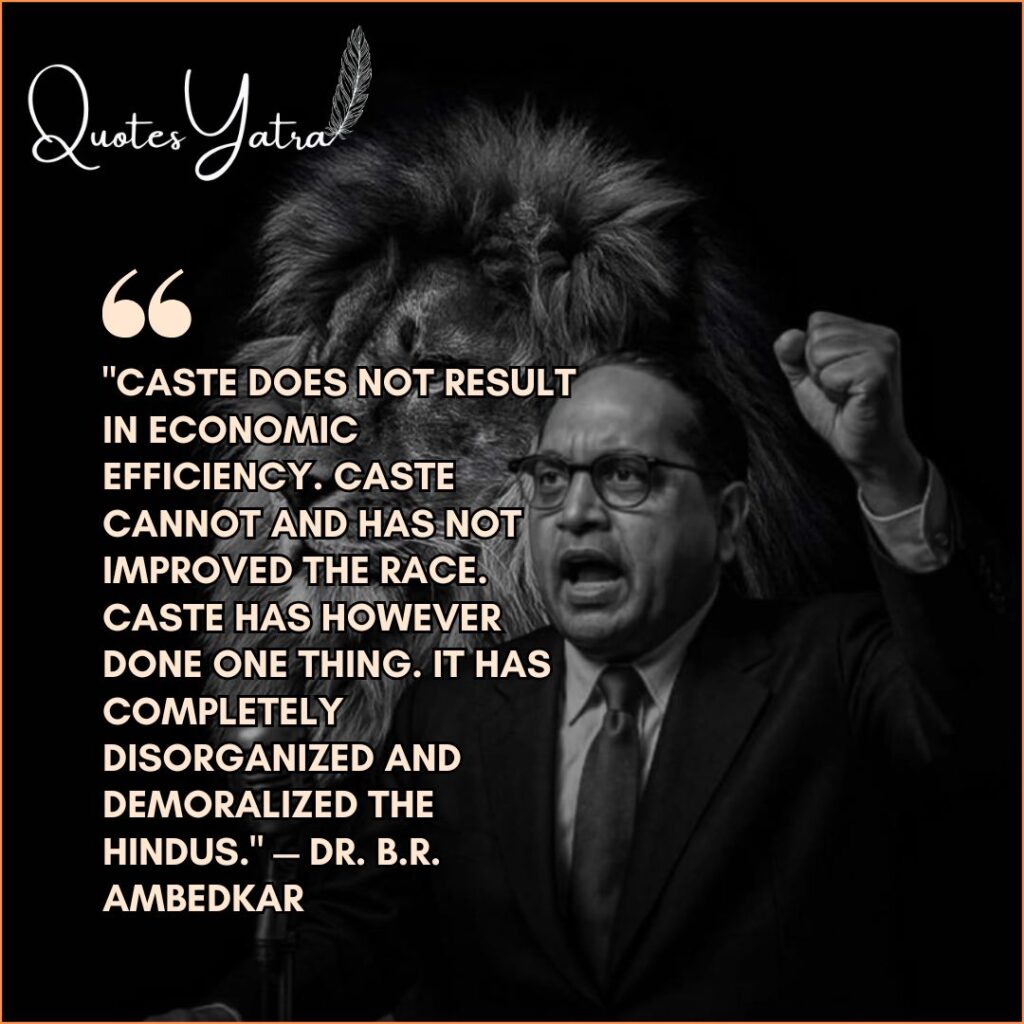 Dr. B.R. Ambedkar quote on caste system and social inequality with powerful symbolic imagery