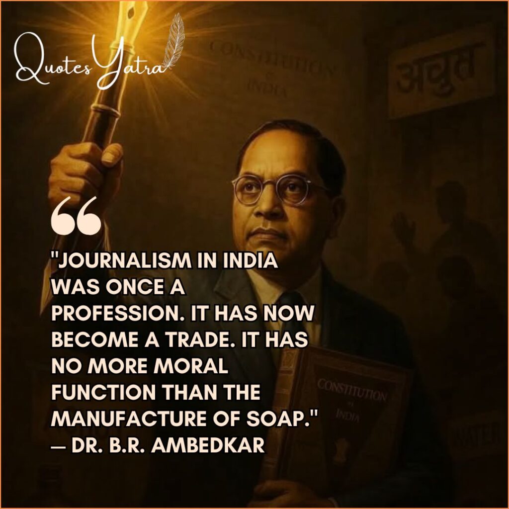 Dr. B.R. Ambedkar quote criticizing journalism ethics in India with strong historical tone